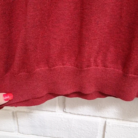 Paul Fredrick Cashmere/Silk Blend Red/Black Heathered Mockneck Sweater. Sz Med. - Picture 5 of 9